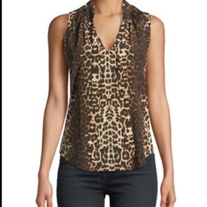 Veronica Beard Bertrand Leopard Print Sleeveless Blouse Top Size 0